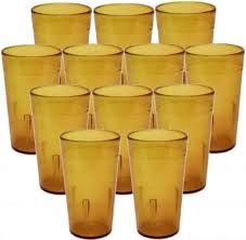 16 OZ. AMBER PEBBLED PLASTIC TUMBLER (12/PACK)