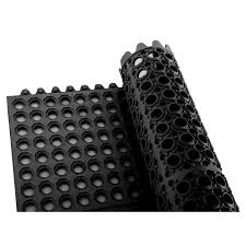 INTERLOCKING RUBBER FLOOR MAT - BLACK, ANTI-FATIGUE - 3 X 3