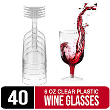 6 OZ PLASTIC WINE GLASS /  2-PIECE / SLEEVE OF 12
