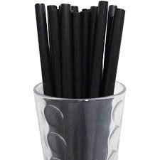 8" UNWRAPPED STRAW / BLACK [50/250/12,500] [UWST] [EACH]