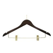 LADIES' WOOD FLAT SUIT HANGER W/CLIPS- BALL TOP HOOK-
