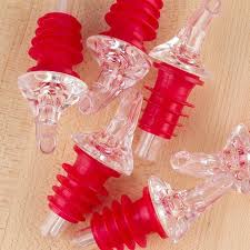 RED PLASTIC POUR SPOUTS (DOZEN)