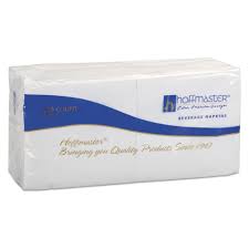 HOFFMASTER BEVERAGE NAPKINS, 2-PLY 9 1/2 X 9 1/2, WHITE,