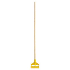 WOODEN MOP HANDLE WITH PLASTIC CLAMP / 60" [EACH]