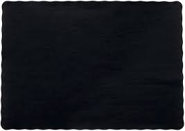 10" X 14" BLACK COLORED PAPER PLACEMAT WITH SCALLOPED EDGE