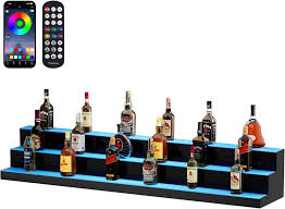 LIQUOR SHELF / 3 TIER / BLACK / MULTI COLOR LED'S / 96"