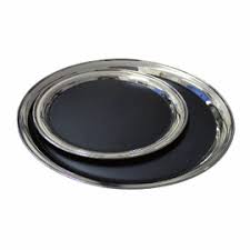 SS SERVICE TRAY WITH BLACK VINYL COATING 12"