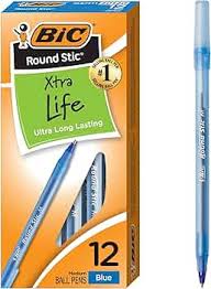 BIC PENS / ROUND STIC XTRA LIFE STICK BALLPOINT PEN VP,