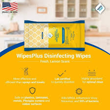 WIPESPLUS LEMON SCENT ALCOHOL FREE DISINFECTING WIPES AND