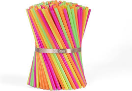 NEON DRINKING STRAW 8', BOX OF 250 PIECES