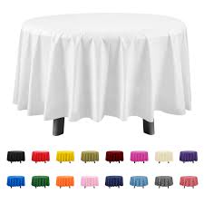 TABLE SET ROUND TABLE COVER, PLASTIC, 84" DIA, WHITE, 6/PAC