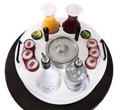 18 INCH PLASTIC BOTTLE SERVICE TRAY BLACK - HOLDS 2 BOTTLES