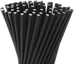 PAPER STRAWS WRAPPED / BLACK / BARCONIC BIODEGRADABLE 7 3/4"