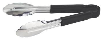 SPRING TONGS - COLOR CODED - 9" BLACK