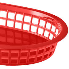FAST FOOD BASKET / RED OVAL 11" X 7" / 12 PACK