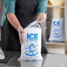 10 LB. CLEAR PLASTIC ICE BAG WITH ICE PRINT - (1000/CASE)