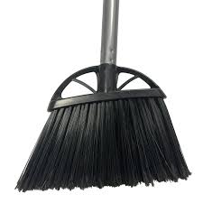 10" ANGLED BROOM WITH BLACK FLAGGED BRISTLES AND 45 1/4"