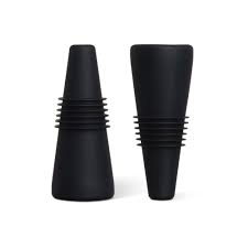 CONE WINE STOPPER- BLACK (PACK OF 2)