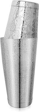 SHAKER TIN / ETCHED / STAINLES STEEL / 28 OZ & 18 OZ SET