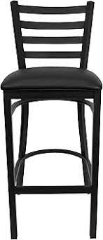 BARCONIC® BLACK FRAME BAR STOOL - LADDER BACK - BLACK