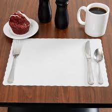10" X 14" OFF-WHITE COLORED PAPER PLACEMAT WITH SCALLOPED