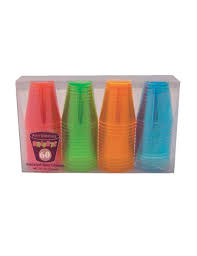 1 OZ PLASTIC SHOT CUPS / ASSORTED NEON (60/PACK)