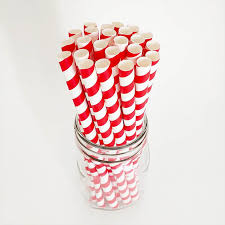BARCONIC PAPER STRAWS - RED STRIPE - 100 PACK