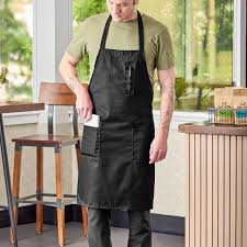 3 POCKET BIB APRON - BLACK