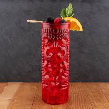 PLASTIC TIKI GLASS - 24OZ - RED