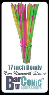STRAWS - 200 PACK 17 INCH BENDABLE NEON STRAW