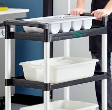 BLACK UTILITY / BUS CART WITH THREE SHELVES - 32" X 16"