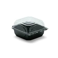 6 X 6 / MICROWAVEABLE / BLACK / CLEAR PLASTIC HINGED