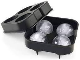 BLACK SILICONE 4 COMPARTMENT 1 3/4" SPHERE ICE MOLD WITH LID