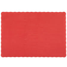 10" X 14" RED COLORED PAPER PLACEMAT WITH SCALLOPED EDGE