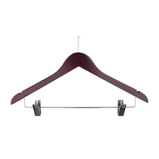 LADIES' WOOD FLAT SUIT HANGER W/CLIPS- BALL TOP HOOK-