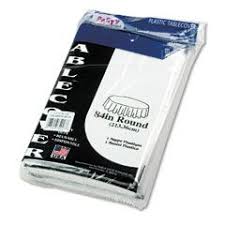 TABLE SET ROUND TABLE COVER, PLASTIC, 84" DIA, WHITE, 6/PAC
