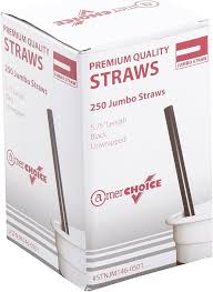 8" UNWRAPPED JUMBO STRAW / BLA CK (10/500/5,000) (UWST)