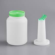 2 QT. WHITE POUR BOTTLE WITH GREEN SPOUT AND CAP