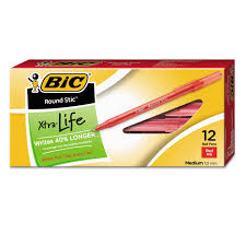 BIC PENS / ROUND STIC XTRA LIFE STICK BALLPOINT PEN VP,