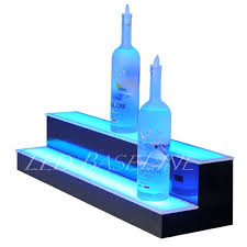 LIQUOR SHELF / 2 TIER / BLACK / MULTICOLOR LED'S / 36"