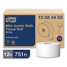 BATH TISSUE / MINI JUMBO ROLL / 2-PLY / 7.5" [MJTIS]