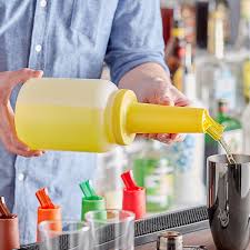 2 QT. WHITE POUR BOTTLE WITH YELLOW SPOUT AND CAP