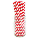 BARCONIC PAPER STRAWS - RED STRIPE - 100 PACK