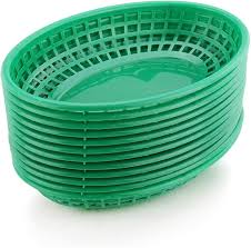 FAST FOOD BASKETS (OVAL BASKET, GREEN 10 1/2'