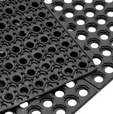 INTERLOCKING RUBBER FLOOR MAT - BLACK, ANTI-FATIGUE - 3 X 3
