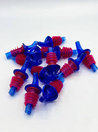 RED NEON PLASTIC POUR SPOUTS (DOZEN)