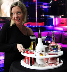 18 INCH PLASTIC BOTTLE SERVICE TRAY BLACK - HOLDS 2 BOTTLES