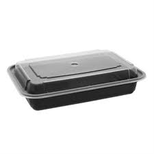 28 OZ BLACK RECTANGULAR MICRO. CONT. WITH LID / 150 PER CASE
