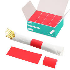 RED SELF-ADHERING PAPER NAPKIN BAND - (2,000/BOX)