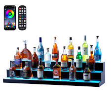 LIQUOR SHELF / 3 TIER / BLACK / MULTI COLOR LED'S / 48"